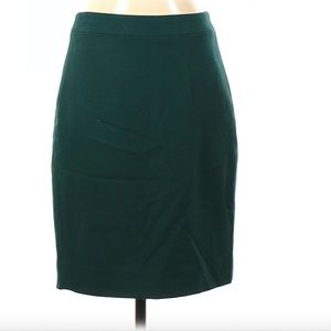 J. Crew Factory Store Solid Green Wool Skirt
